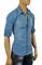 Mens Designer Clothes | ROBERTO CAVALLI Men's Button Front Blue Denim Casual Shirt #31 View 1